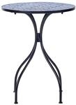 Beliani Gartentisch Metall schwarz/blau Mosaik Muster 60 cm rund Cigilano