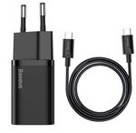 Baseus Super SI PD 25W Type-c to Type-c Kabel Wand Ladeset Schwarz