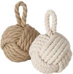 T&uuml;rstopper Jute Knoten 2er Set in creme und beige - 14 cm - T&uuml;rpuffer Kugel...