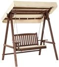 Gartenschaukel Fichtenholz Dunkelbraun Sonnendach beige f&uuml;r 2 Personen Caviola