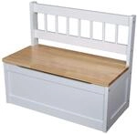 Spetebo Holz Kinderbank wei&szlig;/Natur - 60x50x30 cm - Kinder Sitzbank Truhenbank