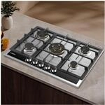 Gasherd, Gaskochfeld 5 Flammig, VOLLKUPFER-BRENNER, Wok-Dreifachbrenner,