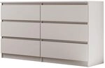 BEAUTY SOFA Lemon Kommode mit 6 Schubladen, 140 x 78 x 39 cm, Kaschmir |...