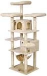 Wiltec Kratzbaum Beige mit Pfotenmotiv 172 cm, Katzenkratzbaum mit Plattformen...
