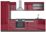 Vicco K&uuml;chenzeile R-Line, Rot Hochglanz/Anthrazit, 300 cm