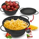 Coolinato &ndash; Silikonsieb faltbar 2er Set 20 & 24cm Grau &ndash; Nudelsieb zum abseihen -