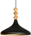 bamyum Champion Pendelleuchte aus Holz, 35 cm H&auml;ngelampe Metall E27 Moderne...