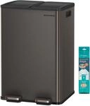 SONGMICS M&uuml;lleimer K&uuml;che, 2 x 30 Liter, 2 F&auml;cher, Abfalleimer, Tretm&uuml;lleimer,