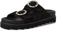 Tamaris Damen Fu&szlig;bett Pantolette Leder flach, schwarz, 37 EU