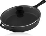 BBQ-Toro Gusseisen Grillpfanne mit Glasdeckel (&Oslash; 26 cm) | Gusseisenpfanne,