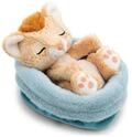 NICI Kuscheltier L&ouml;we 12cm schlafend im K&ouml;rbchen - braun - Stofftier aus weichem