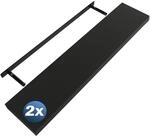 Casaria&reg; 2X Wandregal Holz Schwarz Regal mit Halterung 15kg Tragkraft...