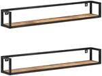 vidaXL 2X Raues Mangoholz Wandregal Industriestil B&uuml;cherregal Schweberegal Wandboard