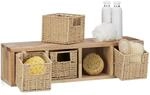 3 x Wandregal Walnuss Set, Regalsystem, 1 gro&szlig;es, 2 kleine W&uuml;rfelregale,