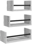 vidaXL Wandregal Set 3-TLG., H&auml;ngeregal mit viel Stauraum, Schweberegal Regal...