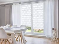 K-home Klemmfix Doppelrollo "Welle" ohne Bohren - Wei&szlig; 80 cm x 200 cm (B x L)
