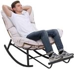 COMHOMA Schaukelstuhl, Schaukelsessel, Relaxsessel, Stahlgestell, ausziehbare