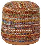 Homescapes Chindi Pouf Sitzhocker Fu&szlig;hocker rund Ethno Look bunt 45 cm...