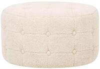 Beliani Pouf Boucl&eacute; beige mit Knopfsteppung rund ⌀ 55 cm Chesterfield-Stil Modern