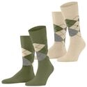 Burlington Herren Socken Everyday Argyle M So Baumwolle gemustert 2 Paar, Gr&uuml;n