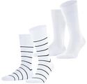 ESPRIT Herren Socken Modern Stripe 2-Pack M So Baumwolle gemustert 2 Paar, Wei&szlig;