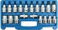 SW-Stahl Schraubendreheins&auml;tze T und E-Profil, 19-teilig, 1/2 Zoll T 30 - T 70 / E