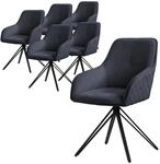 ML-Design Esszimmerst&uuml;hle drehbar 6er Set, Textil Webstoff, Anthrazit,