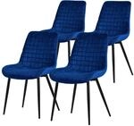 ML-Design Esszimmerst&uuml;hle 4er Set Dunkelblau, Sitzfl&auml;che aus Samt, Schwarzes