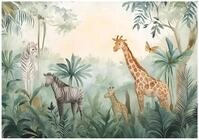 WallArena - Vlies Fototapete Kinderzimmer 150x105 cm Dschungel Landschaft -