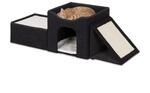Relaxdays Katzenh&ouml;hle, faltbar, 3 Liegepl&auml;tze, Katzenhaus mit Kratzfl&auml;che, HBT: