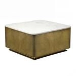 Wohnling Couchtisch Metall mit wei&szlig;er Marmor Tischplatte 60cm quadratisch - Moderner