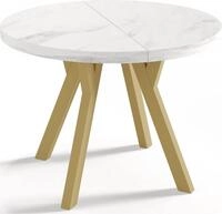 WFL GROUP Designer Runder Ausziehbarer Esstisch in Wei&szlig;er Marmoroptik -...