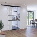 inova Glas-Schiebet&uuml;r Klar 1025x2200mm schwarze Blockstreifen 8mm Komplett-Set