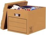 BANKERS BOX Aufbewahrungskarton mit Deckel aus stabiler B-Flute Wellpappe, braun,
