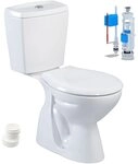 Belvit Stand-WC mit Taharet, Bodenabgang senkrecht, Keramik-Aufsatzsp&uuml;lkasten,
