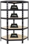 PROREGAL Eckregal Tiger Schwarz HxBxT 180x90x45 cm Fachlast 175kg...