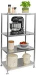 shelfr Edelstahl Regal bis 60kg - 4 Ebenen Schwerlastregal K&uuml;che 61x36x113 -