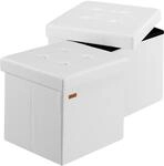 Casaria&reg; Hocker mit Stauraum 2er Set Wei&szlig; Faltbar Deckel Kunstleder Gepolstert