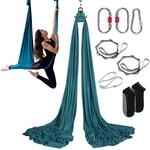VEVOR Aerial Yoga H&auml;ngematte Set 5 x 2,8 m, Gr&uuml;n Air Fliegen Schaukel, Hammock