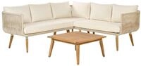 Beliani Gartenm&ouml;bel Set Akazienholz Hellbraun/beige f&uuml;r 5 Personen Auflagen...