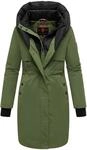 Navahoo Damen Mantel lange warme Winter Steppjacke mit Kapuze und magnetischen