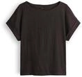 OPUS Damen Kurzarmshirt | Jerseyshirt mit Crinkle Optik Regular Fit Midnight Brown,