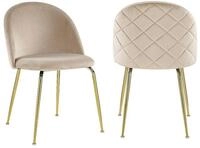 Vente-unique - Stuhl 2er-Set Melbourne - Samt - beige