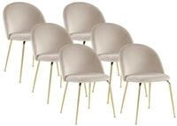 Vente-unique - Stuhl 6er-Set Melbourne - Samt - beige