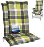 Beautissu 2er Set Hochlehner Auflagen Set Gartenst&uuml;hle 120x50 cm Polster Gr&uuml;n
