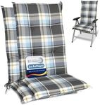 Beautissu 2er Set Hochlehner Auflagen Set Gartenst&uuml;hle rutschfest Kariert