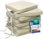 Beautissu Loft SK Stuhlkissen 45x40 cm Natur - 8er Set Stuhlpolster mit B&auml;ndern