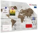 ALLboards Metallische Magnettafel WELTKARTE HELL, 60x40cm MetalBoards Memoboard f&uuml;r