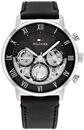Tommy Hilfiger Multi Zifferblatt Quarz Uhr f&uuml;r Herren mit Schwarzes Lederarmband -