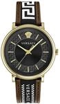 Versace Analoge Quarzuhr f&uuml;r Herren mit Lederband VE5A01721, Schwarz, Modisch